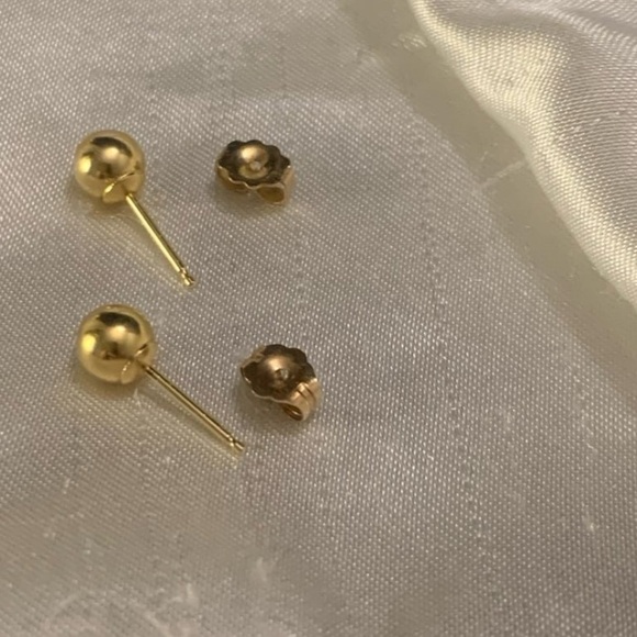 VINTAGE 1990’s 14K 14KT Solid Yellow Gold Mini Round Stud Earrings 0.65 GRAMS - Picture 7 of 12